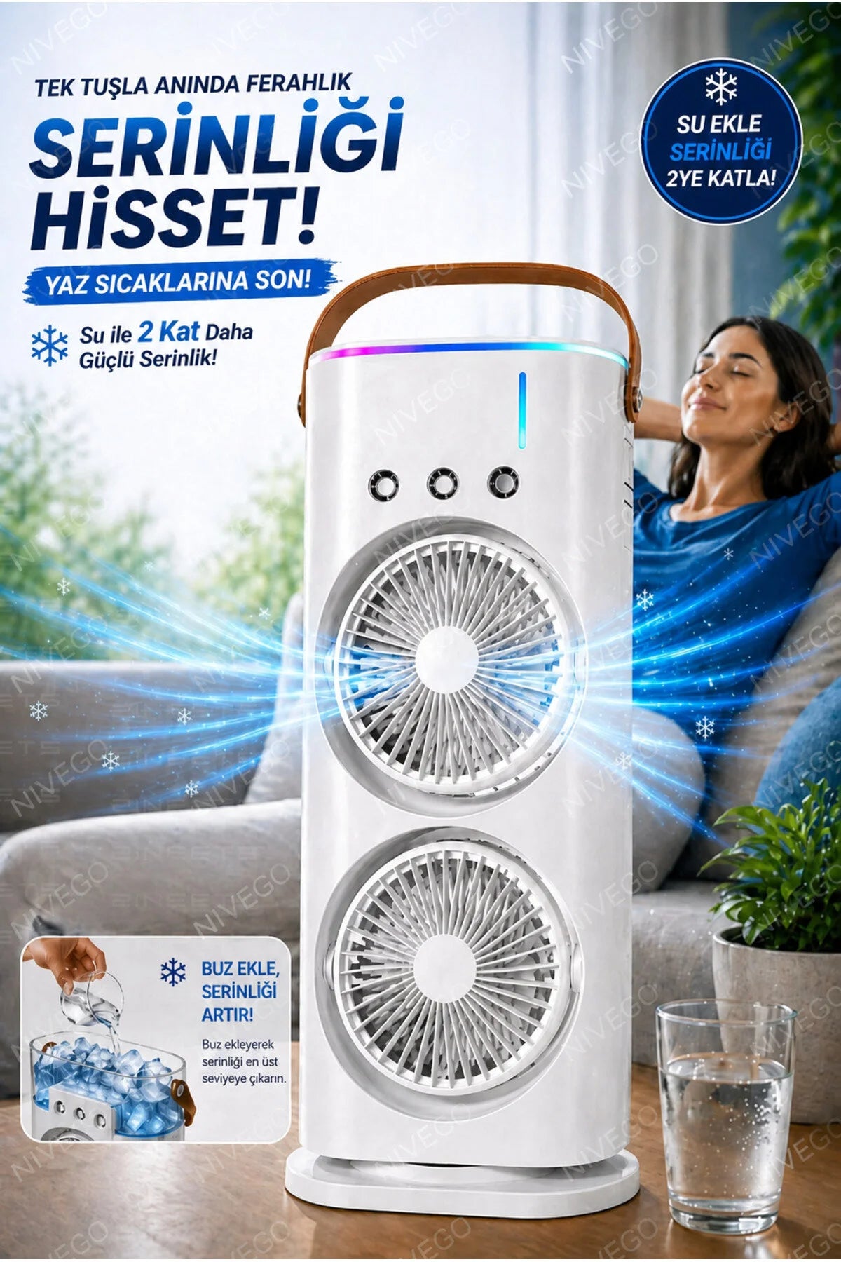AquaCool Çift Fanlı Masaüstü Klima