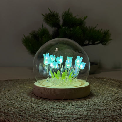 🌷LED Işıklı Laleli Cam Fanus