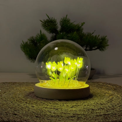 🌷LED Işıklı Laleli Cam Fanus